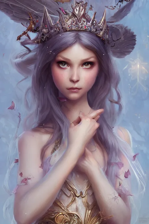 Image similar to fairy princess, highly detailed, d & d, fantasy, highly detailed, digital painting, trending on artstation, concept art, sharp focus, illustration, art by artgerm and greg rutkowski and fuji choko and viktoria gavrilenko and hoang lap