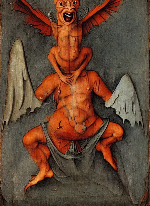 Image similar to red devil Gargoyle, Medieval painting by Hieronymus Bosch, Florence