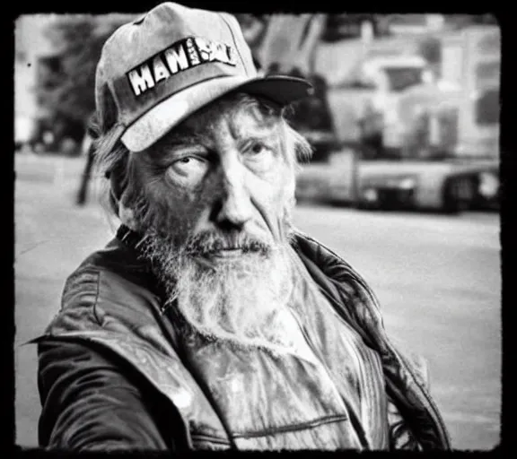 Prompt: donald trump as a homeless man, bum, drunkard, close up