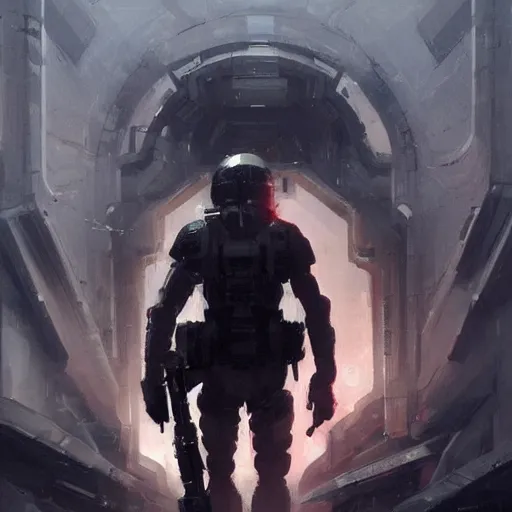 Prompt: concept art by greg rutkowski, soldiers wearing futuristic white and black tactical gear, shooting monsters made of reddish ooze, brutalist futuristic interior, dim lighting, detailed portraits, nostalgic atmosphere, scifi, digital painting, artstation, concept art, smooth, sharp foccus ilustration, artstation hq