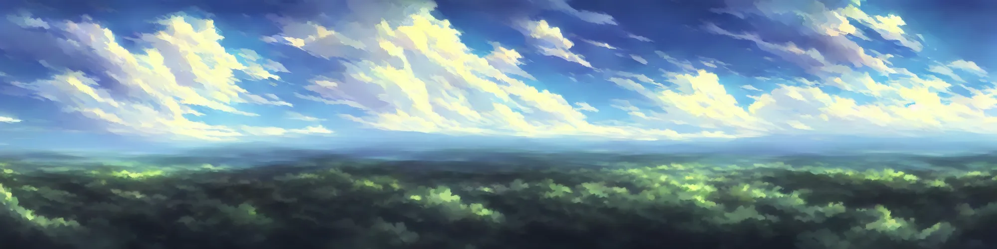 Image similar to wide view shot of the sky. matte painting, anime, studio ghibli. professional digital painting, artstation, concept art, smooth, beautiful, cinematic