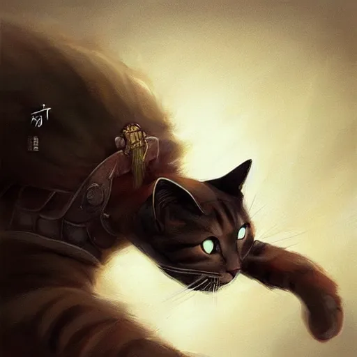 Prompt: cat as an samurai, backround dark, highly detailed, digital illustration, trending in artstation, modern painting, smooth, sharp focus, intricate, by peter mohrbacher