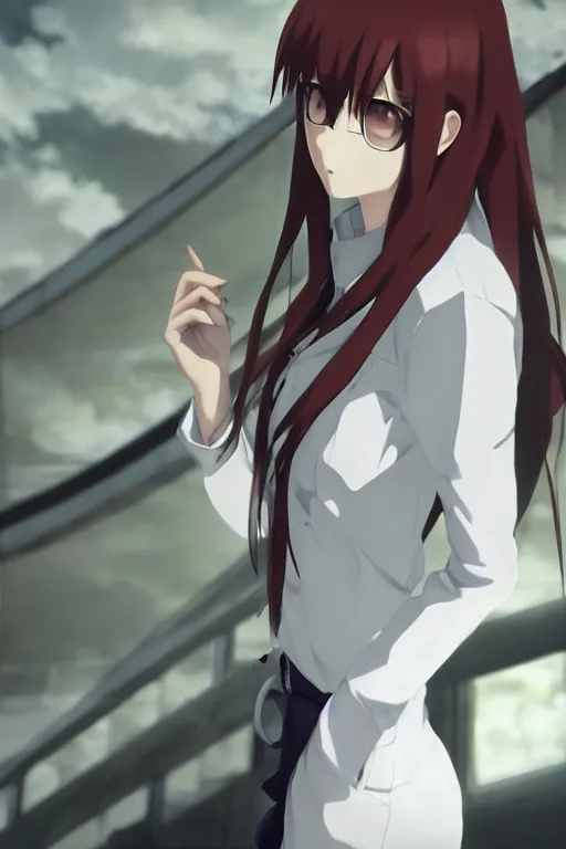 Prompt: Tonemapped Kurisu Makise by Akihiko Yoshida, Makoto Shinkai, with backdrop of Natural Light