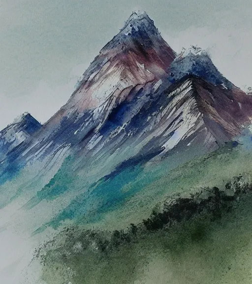 Prompt: mountains by yun shouping