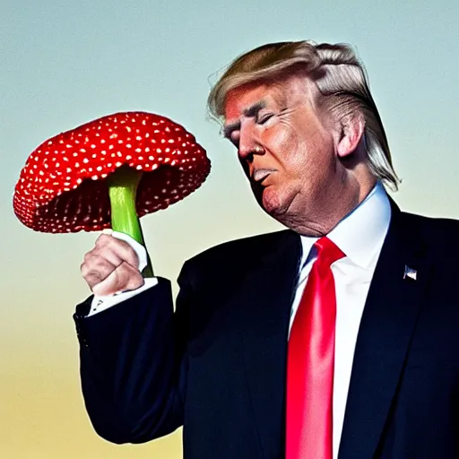 Image similar to donald trump eating amanita muscaria