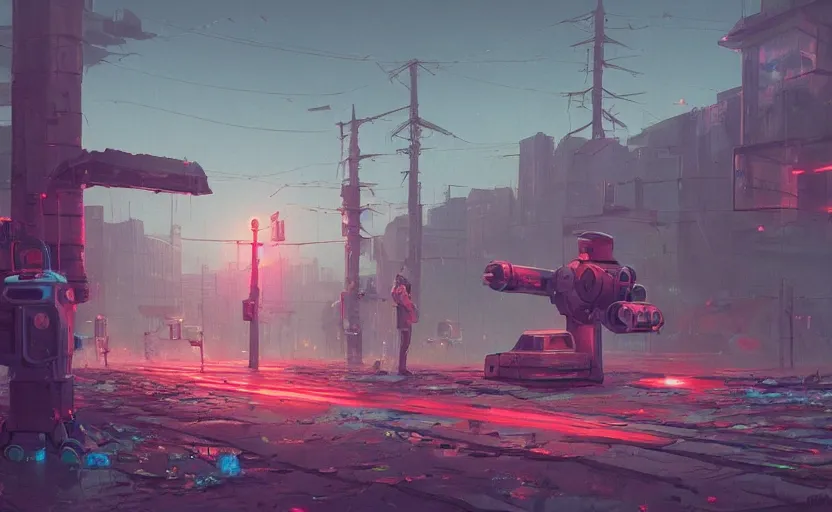 ArtStation - Lonely Cyberpunk Purple Robot 4k