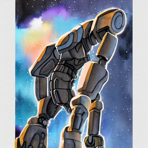 Image similar to iron giant, watercolor illustration for a book