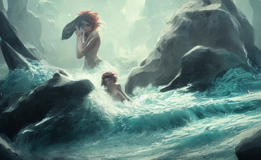 Prompt: A painting of Sirens trending on artstation in the style of Greg Rutkowski