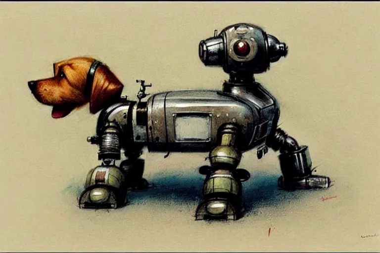 Image similar to ( ( ( ( ( 1 9 5 0 s retro future robot android dog. muted colors. ) ) ) ) ) by jean - baptiste monge!!!!!!!!!!!!!!!!!!!!!!!!!!!!!!