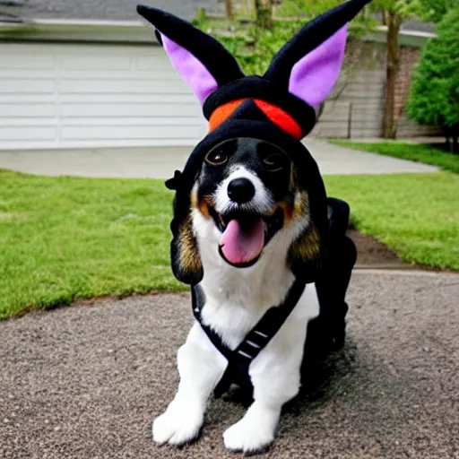 Image similar to Dog cosplaying badly as eevee