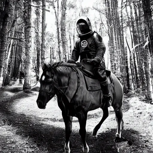 Prompt: Kanye West in space suit riding a horse in the forest, 35mm, photorealistic, studio light, noire