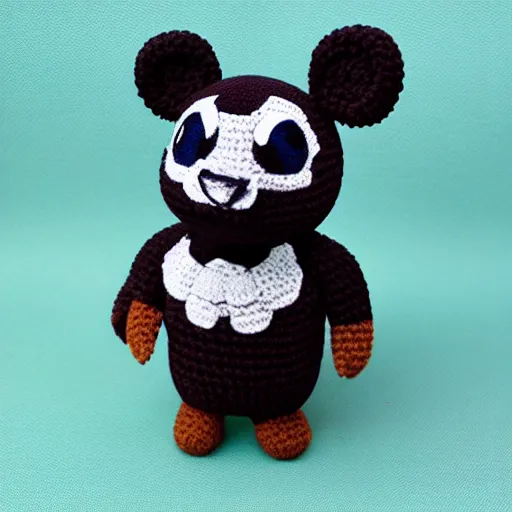 Image similar to crocheted tom nook, high quality