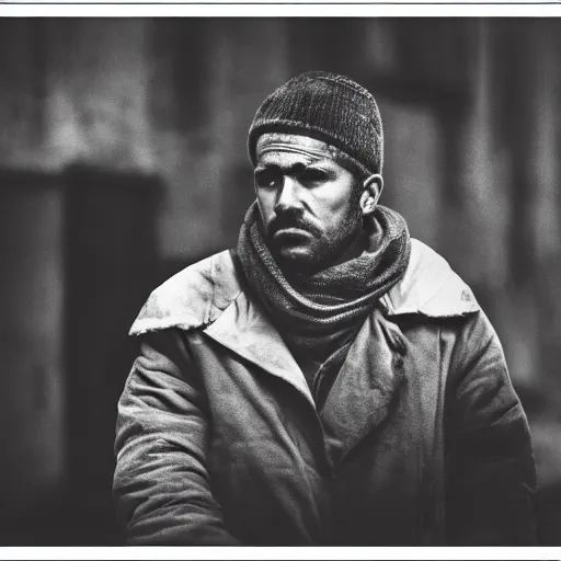 Image similar to a dramatic portrait of worker from europe, cinematic lighting