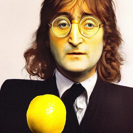 Image similar to john lennon as a lemon mixed with a lemon looks like a lemon, lemon