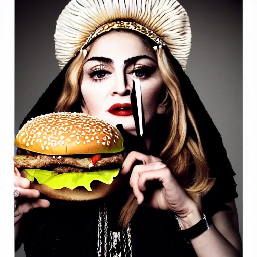 a beautiful portrait of Madonna eating massive | Stable Diffusion | OpenArt