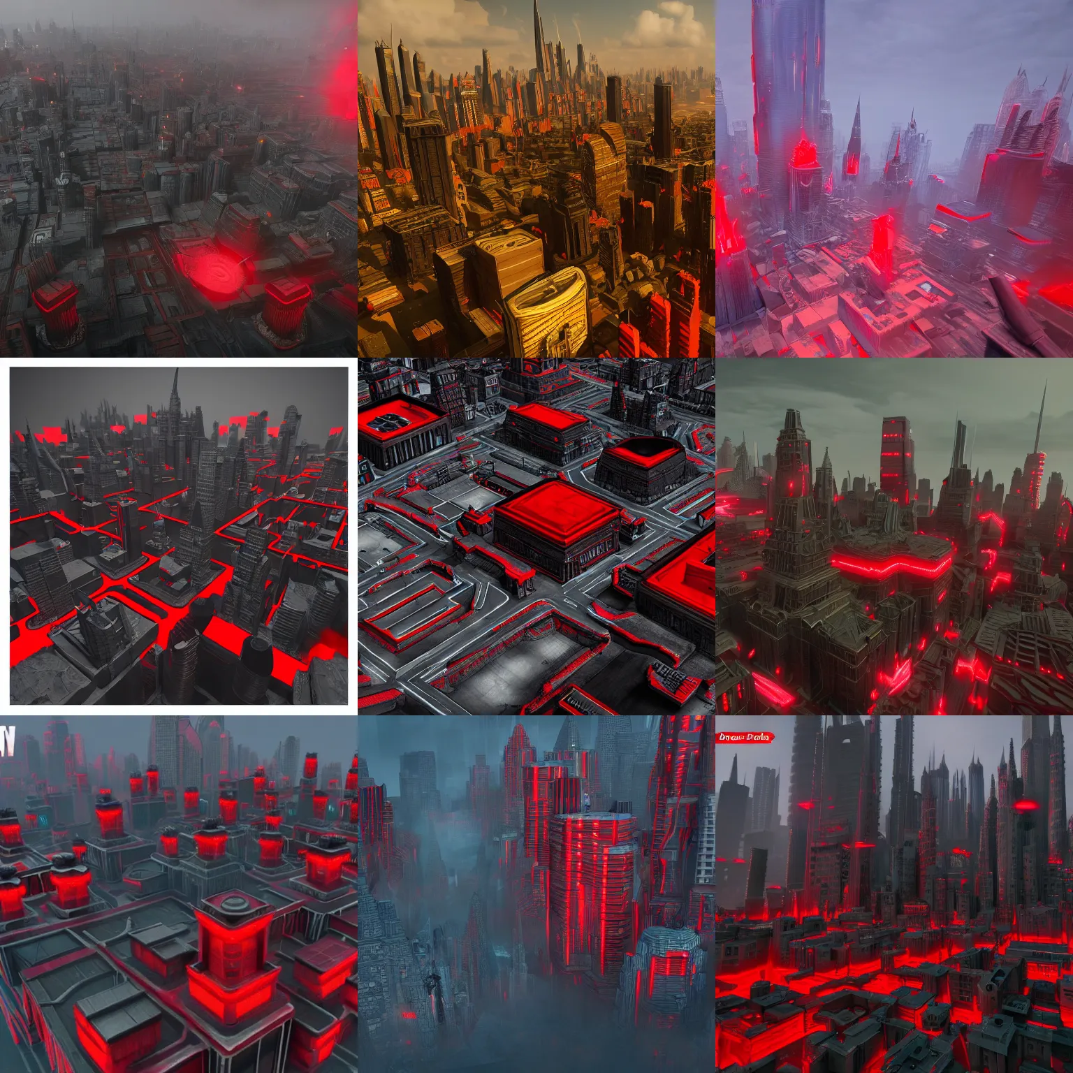 Prompt: big evil city with red and black contours, fantasy, artstation trending, unreal engine 5
