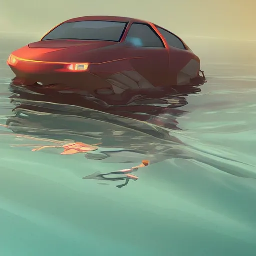 Image similar to swimming car, underwater car, concept design, 8k, digital art