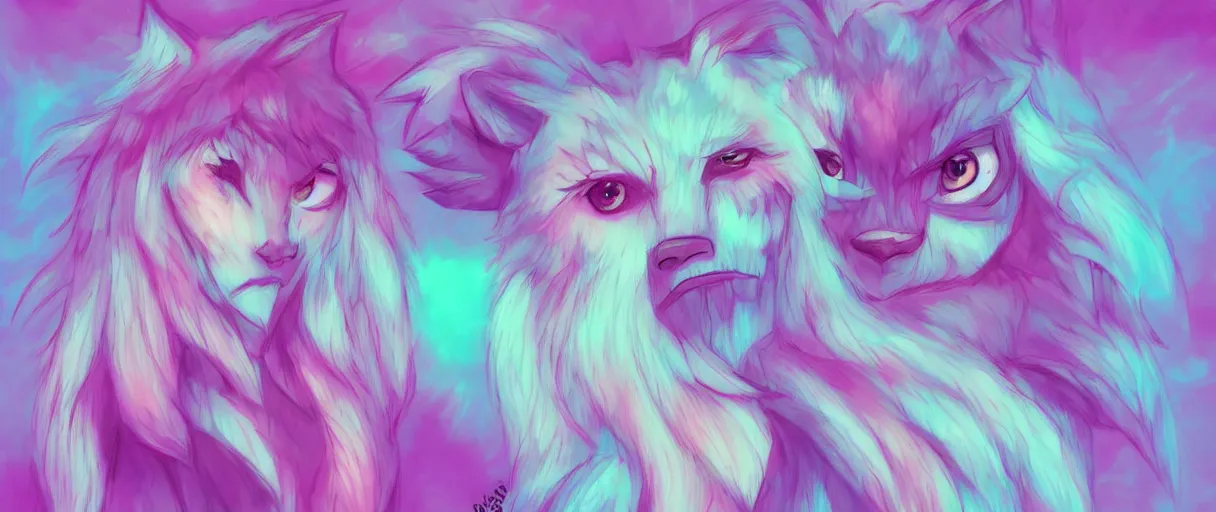 Image similar to kawaii pastel werewolf, digital art, pastel, colorful,