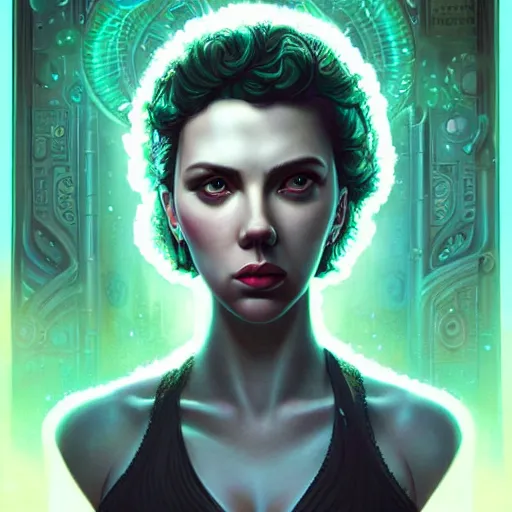 Image similar to Lofi Lovecraft Lovecraftian BioPunk scarlett johansson portrait Pixar style by Tristan Eaton Stanley Artgerm and Tom Bagshaw