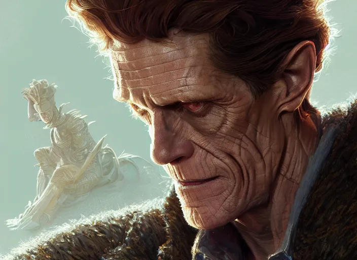 Prompt: williem dafoe as oscar diggs, intricate, d & d, fantasy, art nouveau, digital painting, trending on artstation, sharp focus, illustration, global illumination, ray tracing, art by artgerm and greg rutkowski and ruan jia