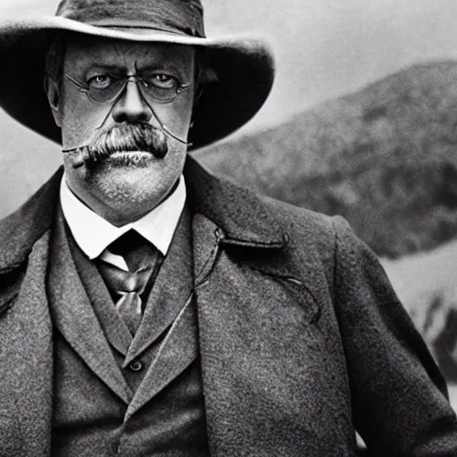 Image similar to Hugh Laurie as Theodore Roosevelt in 'Roosevelt' (2019), movie still frame