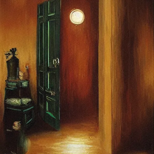 Prompt: beautiful oil painting. Perhaps the greatest faculty our minds possess is the ability to cope with pain. Classic thinking teaches us of the four doors of the mind, which everyone moves through according to their need. First is the door of sleep. Sleep offers us a retreat from the world and all its pain. Sleep marks passing time, giving us distance from the things that have hurt us. When a person is wounded they will often fall unconscious. Similarly, someone who hears traumatic news will often swoon or faint. This is the mind's way of protecting itself from pain by stepping through the first door.