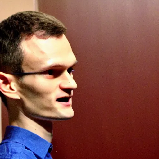 Prompt: a fbi raid at vitalik buterin house, the house is full of computers and bread crumbs