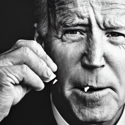 Image similar to closeup of joe biden chewing tabacco, award winning photography, portrait