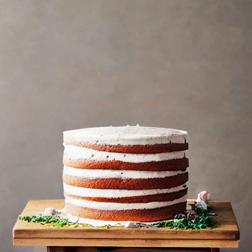 Prompt: photograph of a fancy cake from cookbook in color