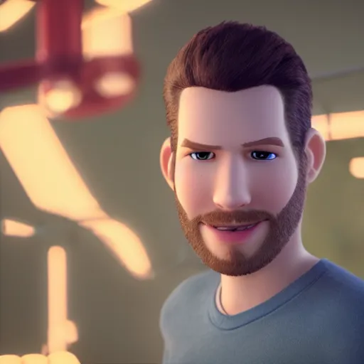 Image similar to still of steven bonnell in a disney pixar movie, 3 d render, octane render