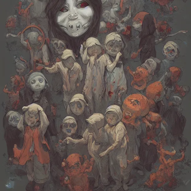 Image similar to a painting of the children of the grave by james jean, dark fantasy art, high detail, trending on artstation