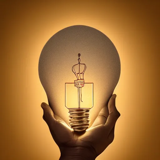 Prompt: complex 3 d hyper realistic smooth ultra sharp render of god holding in his palm a ornate light bulb, elegant, majestic product, artgem, rich moody colors, octane, unreal engine, post processing, vfx, 8 k, bokeh