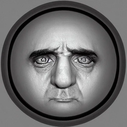 Image similar to “ fisheye lens photorealistic closeup 8 k of saul goodman 3 d model face ”