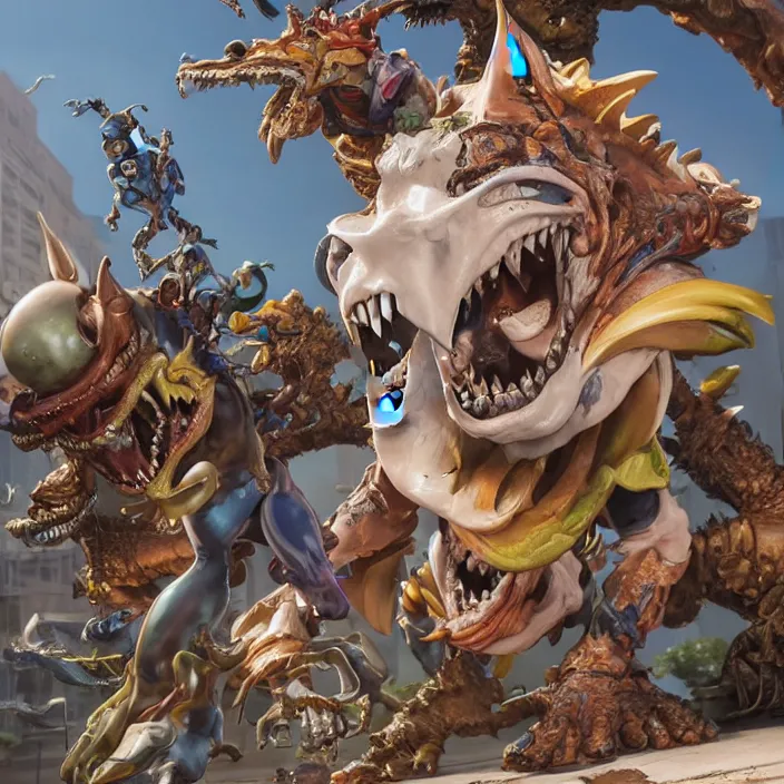 Image similar to jeff koons style street sharks, ultra realistic, concept art, intricate details, serious, highly detailed, photorealistic, octane render, 8 k, unreal engine, art by todd mcfarlane and artgerm and greg rutkowski and alphonse mucha