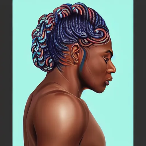 Image similar to “sango God of thunder plaited hair cowry nigeria lightning facial details proportionate dark skinned symmetrical digital art oil painting”