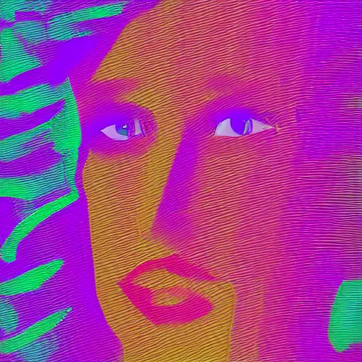 Prompt: video processing vhs glitch art in the silhouette of a woman, ethereal glow, line - art,