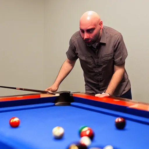 Image similar to bald guy playing pool