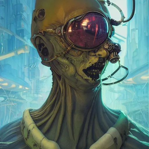 Image similar to akah 0 c 0 k apocalyptic cyberpunk medium shot by gaston bussierre and charles vess and james jean and erik jones and rhads, inspired by rick and morty, epic, funny, huge scale, beautiful fine face features, intricate high details, sharp, ultradetailed