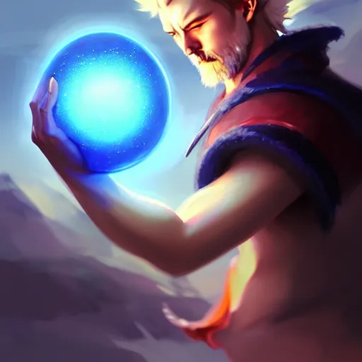 Prompt: odin holds his hands on the dragon orb, amazing fantasy art, anime - style digital painting by wlop, a digital painting by yanjun cheng, by wlop, by brom, cgsociety contest winner, trending on artstation, beautiful, hd, colored line - art, by chuby mi, ultra anime, intricate details, 8 k