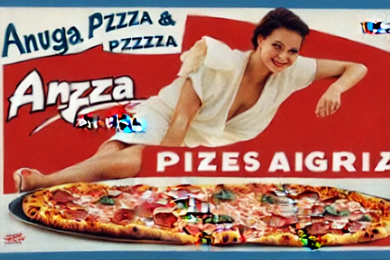 Prompt: angels, pizza, advertisement