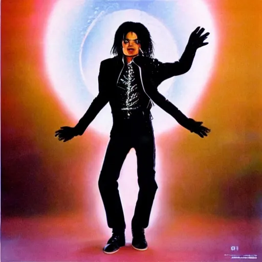 Image similar to michael jackson escaping from a galaxy portal, xscape album cover 2 0 7 7