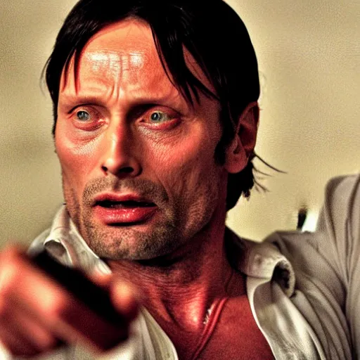 Image similar to Mads Mikkelsen starring in Pulp Fiction as main character