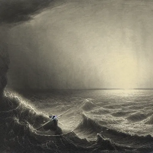 Image similar to Gustave Dore between the straits of fear