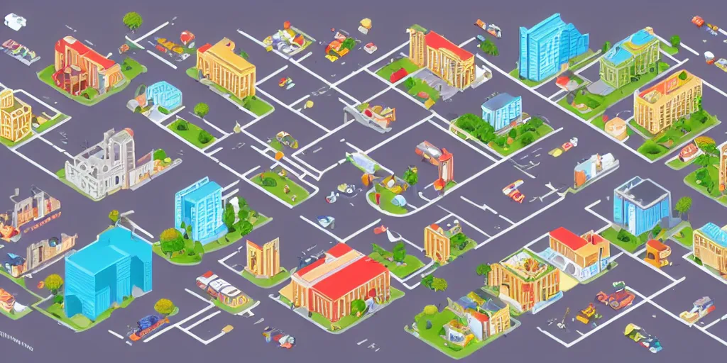 Image similar to cute isometric city