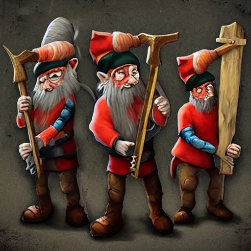 Prompt: “ axe wielding demonic gnomes ”