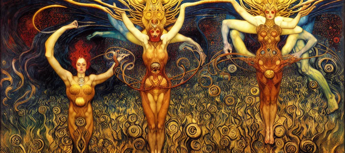 Image similar to Divine Chaos Engine by Karol Bak, Jean Delville, William Blake, Gustav Klimt, and Vincent Van Gogh, symbolist, visionary