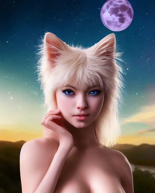 Prompt: a kitten on a rocket, photo, ultra detail, photoreal, professionally retouched, soft moonlight lighting, shiny plastic bikini, realistic, smooth face, goddess, luscious lips, perfect eyes, wide angle, sharp focus on eyes, 8 k high definition, insanely detailed, intricate, elegant, art by artgerm and wlop