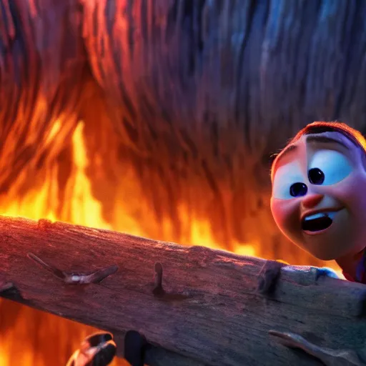 Prompt: Pixar movie about surviving in hell, movie still, 4k