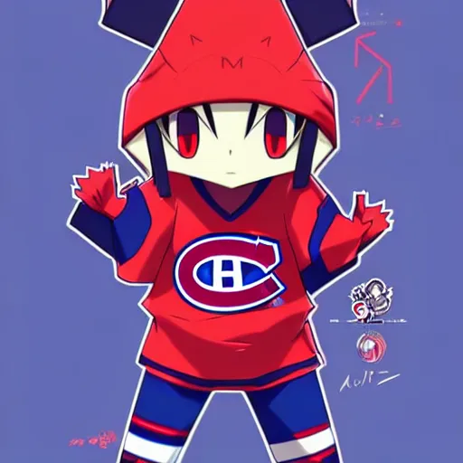 Image similar to anime concept Portrait of Habs Montreal Canadiens Mascot as an evolved powerful pokemon, highly detailed anime, smooth, sharp focus, dynamic lighting, intricate, trending on ArtStation, illustration pokemon, art by WLOP