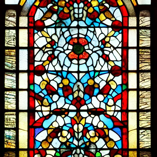 Prompt: stained glass window, 4 k, photograph, glare, bloom, hi res
